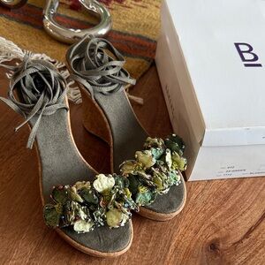 Bakers Olive Floral Wedge Sandals